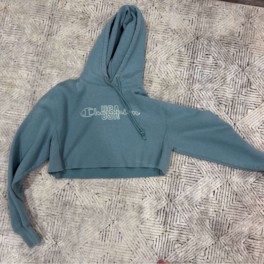 Champion Teal Hoodie with Logo